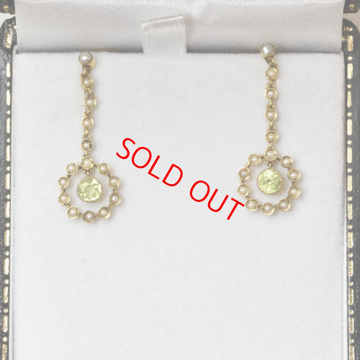 画像1: Sold 15ct．ペリドット・パールイヤリング (1)
