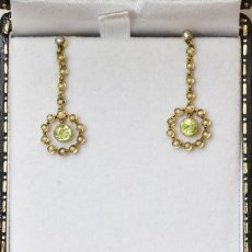 画像1: Sold 15ct．ペリドット・パールイヤリング (1)