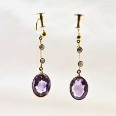 画像1: 9ct.アメシスト・パールイヤリング (1)