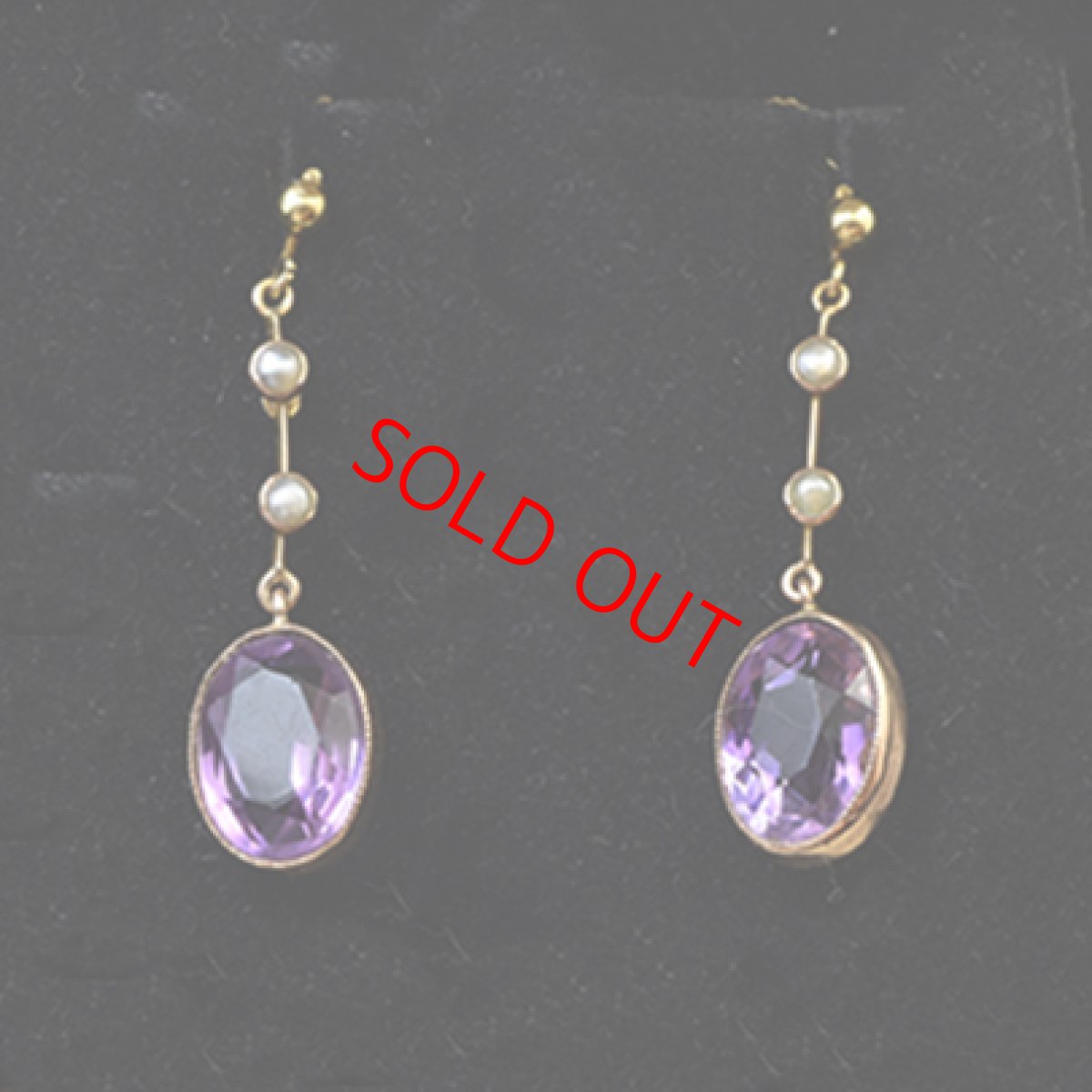 画像3: 9ct.アメシスト・パールイヤリング (3)