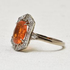 画像2: ゴールド・（ｐｔ）チェリーオパール・ダイヤモンドリング (2)