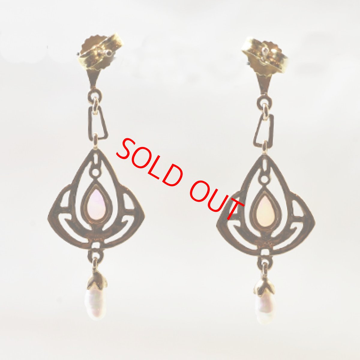 画像4: 18ct.オパール・パールイヤリング (4)