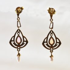 画像4: 18ct.オパール・パールイヤリング (4)