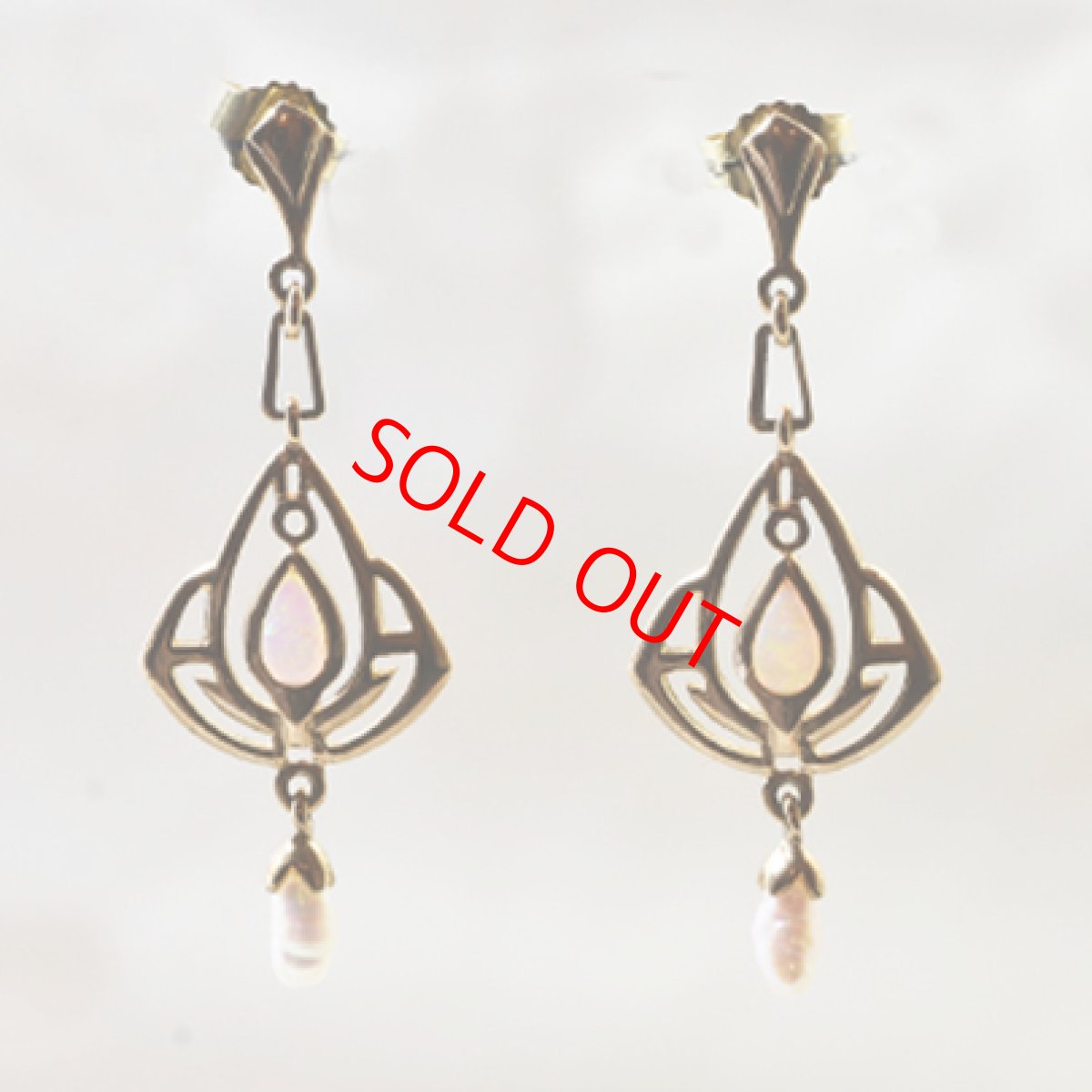 画像2: 18ct.オパール・パールイヤリング (2)