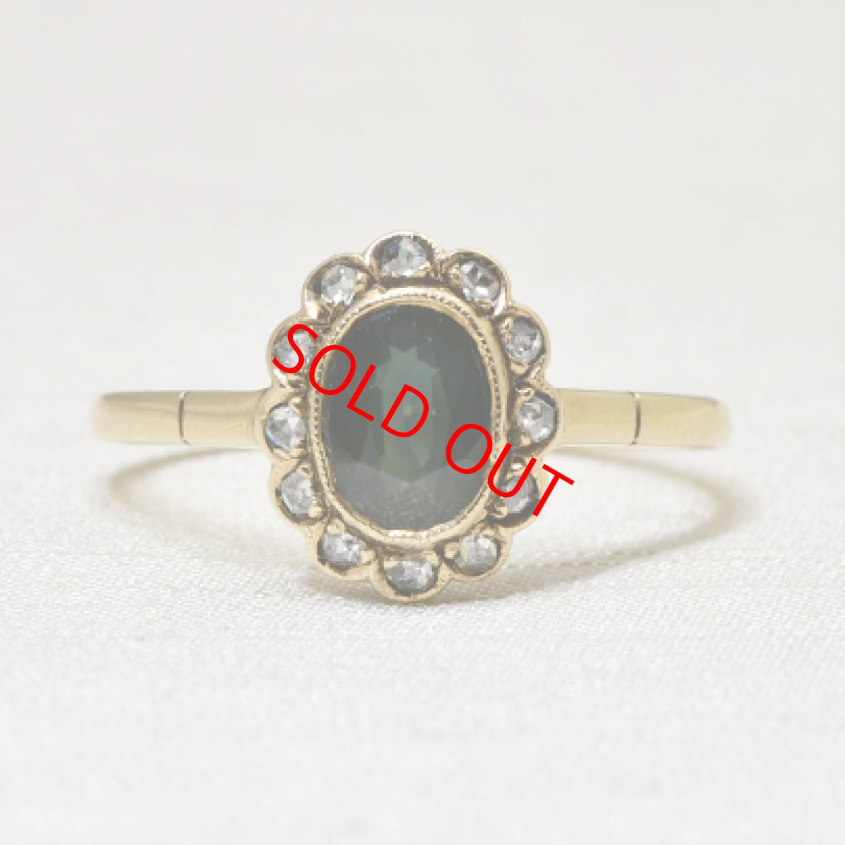 画像1: 14ct。サファイア・ダイヤモンドリング (1)