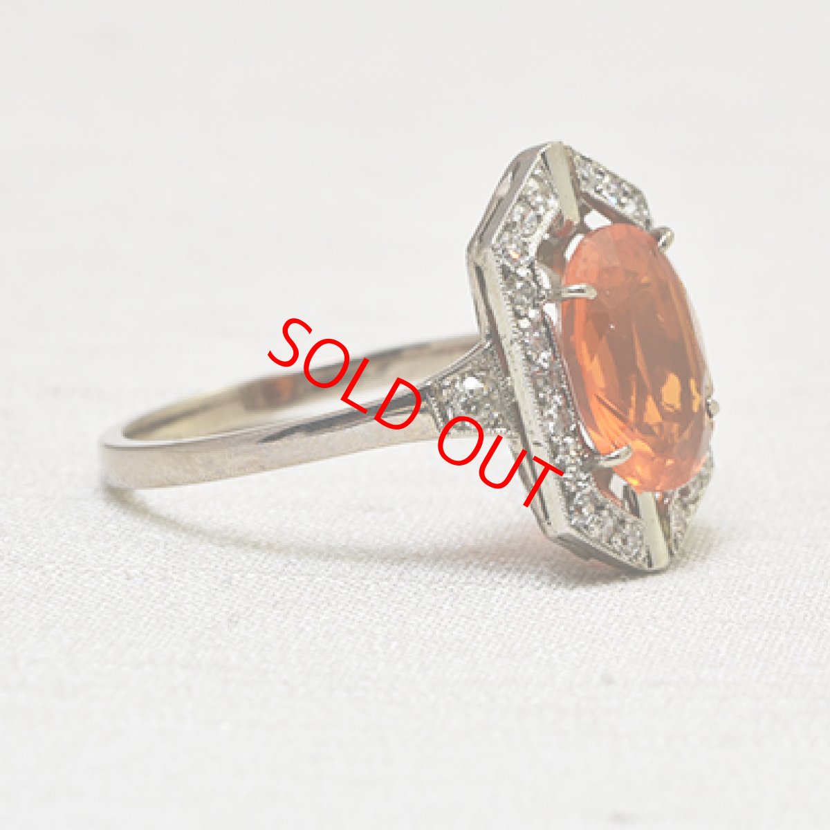 画像6: ゴールド・（ｐｔ）チェリーオパール・ダイヤモンドリング (6)