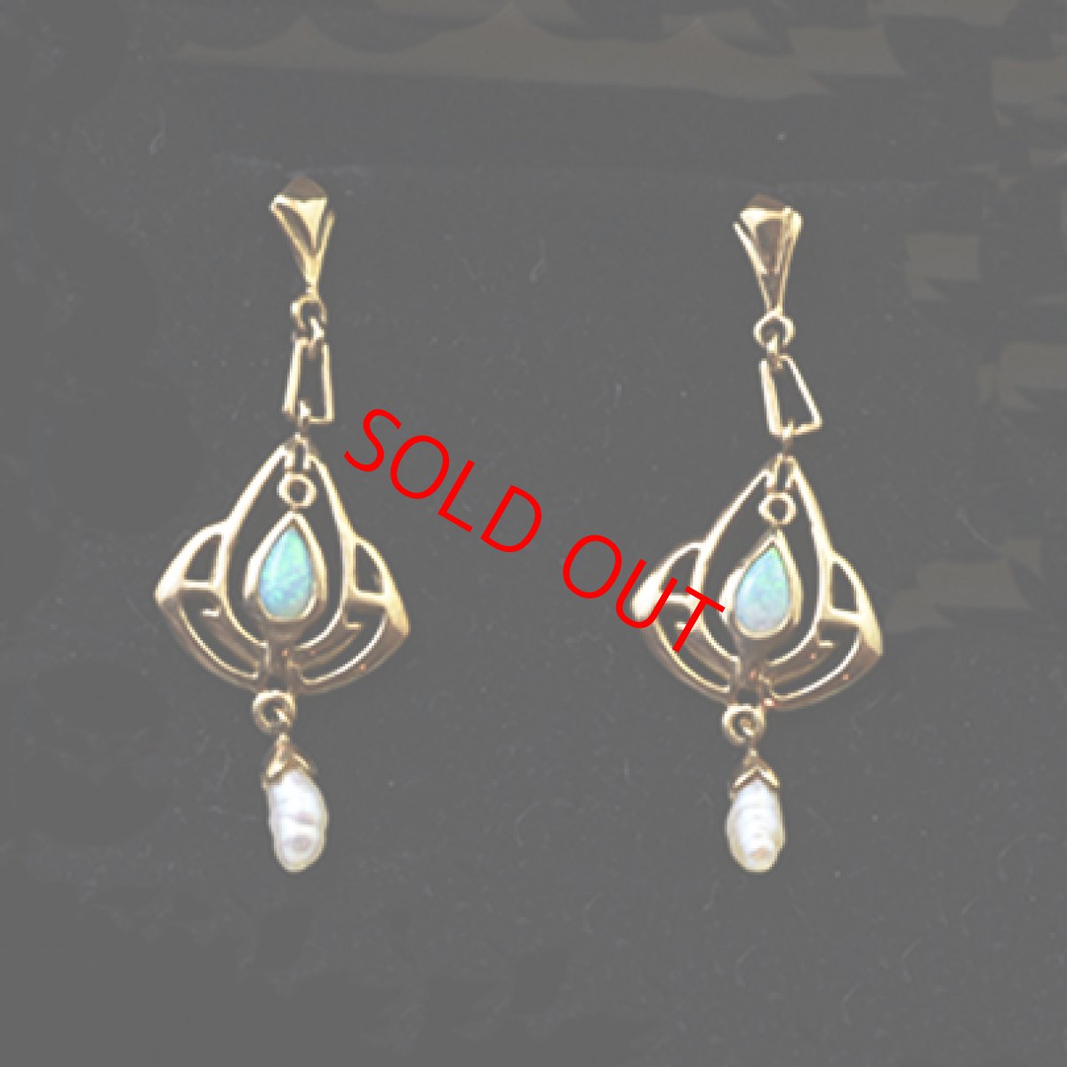 画像5: 18ct.オパール・パールイヤリング (5)