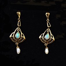 画像5: 18ct.オパール・パールイヤリング (5)