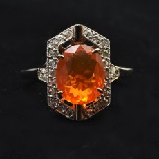 画像7: ゴールド・（ｐｔ）チェリーオパール・ダイヤモンドリング (7)