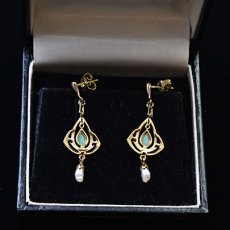 画像7: 18ct.オパール・パールイヤリング (7)