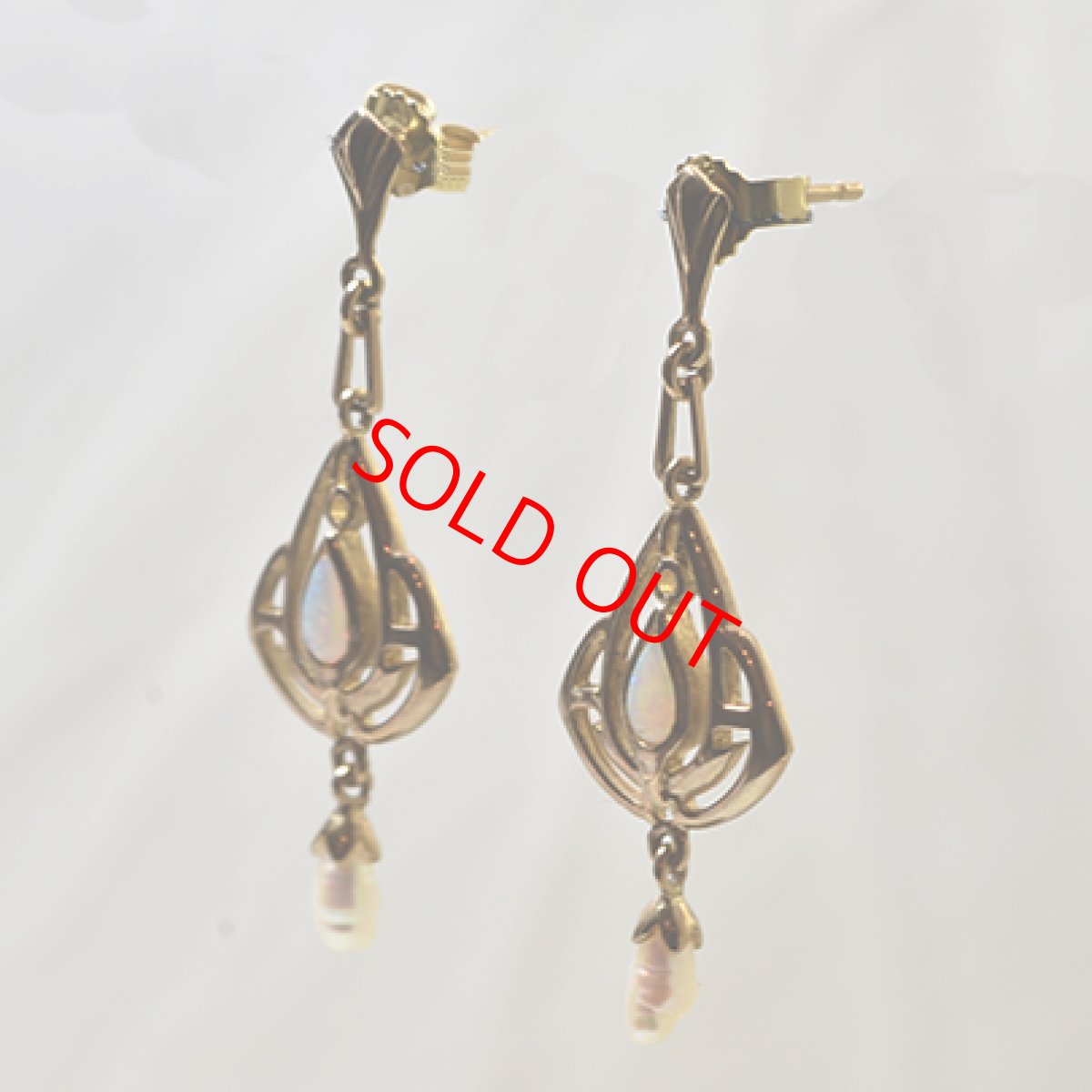 画像3: 18ct.オパール・パールイヤリング (3)