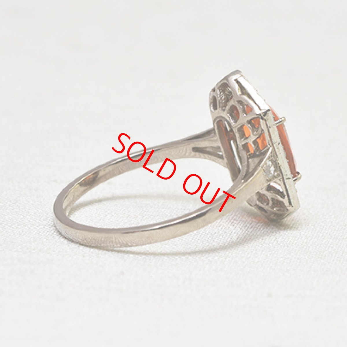 画像5: ゴールド・（ｐｔ）チェリーオパール・ダイヤモンドリング (5)