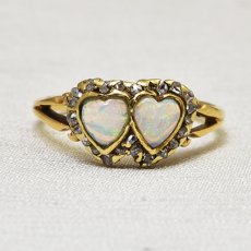 画像1: 18ct.オパール ダイヤモンドリング (1)