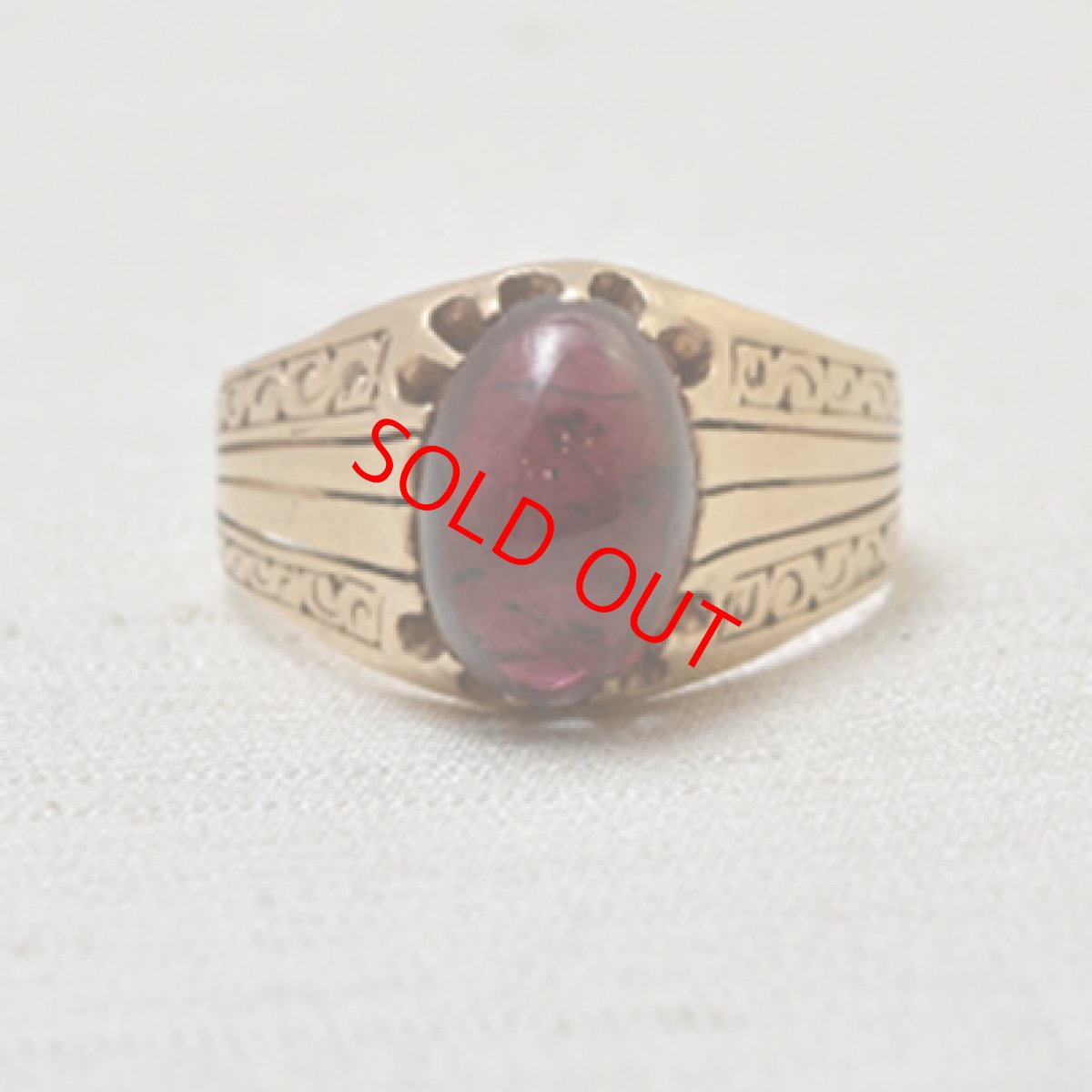 画像1: 14ct.ガーネットリング (1)