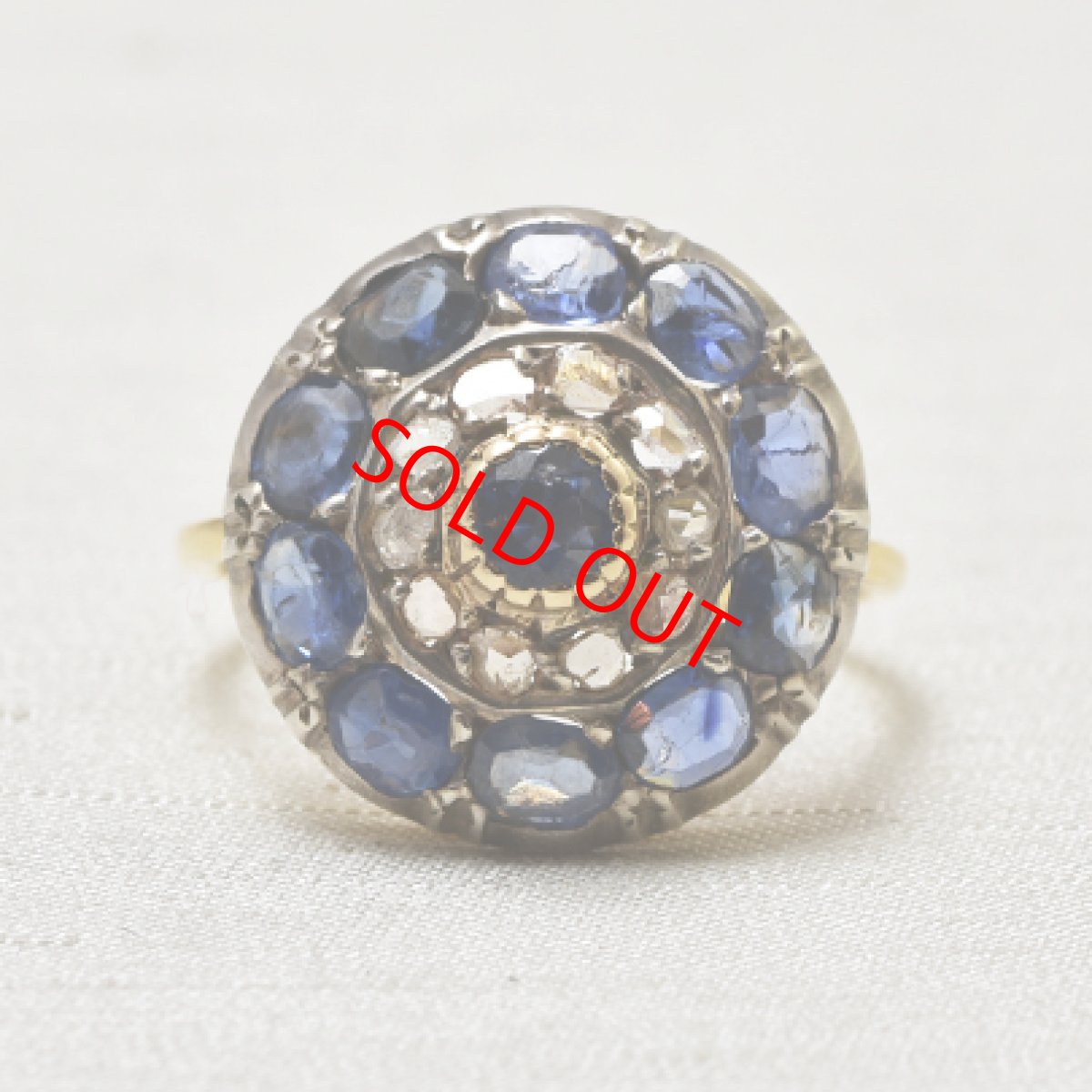 画像1: Sold 18ct.,sv.サファイア ・ダイヤモンドリング (1)