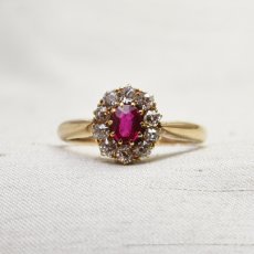 画像1: Sold　14ct.ビルマ産ルビー ダイヤモンドリング (1)