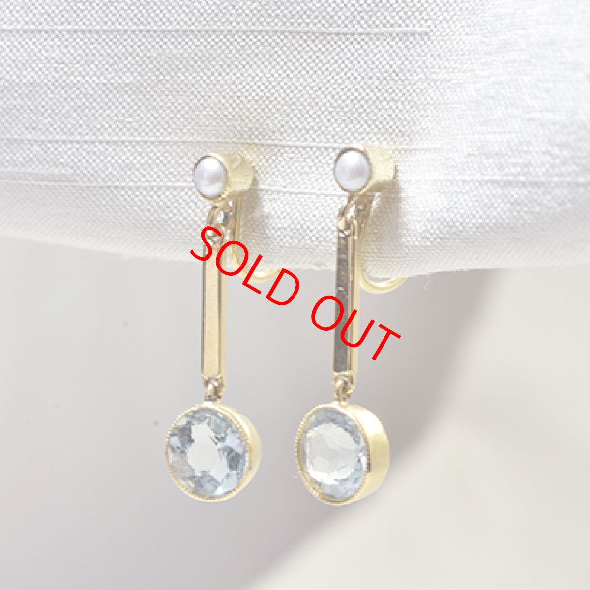 画像2: 15ct.アクアマリン・パールイヤリング 商談中 (2)