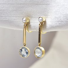 画像2: 15ct.アクアマリン・パールイヤリング 商談中 (2)