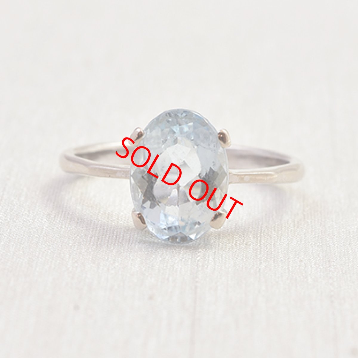 画像1: 18ct.アクアマリンリング (1)