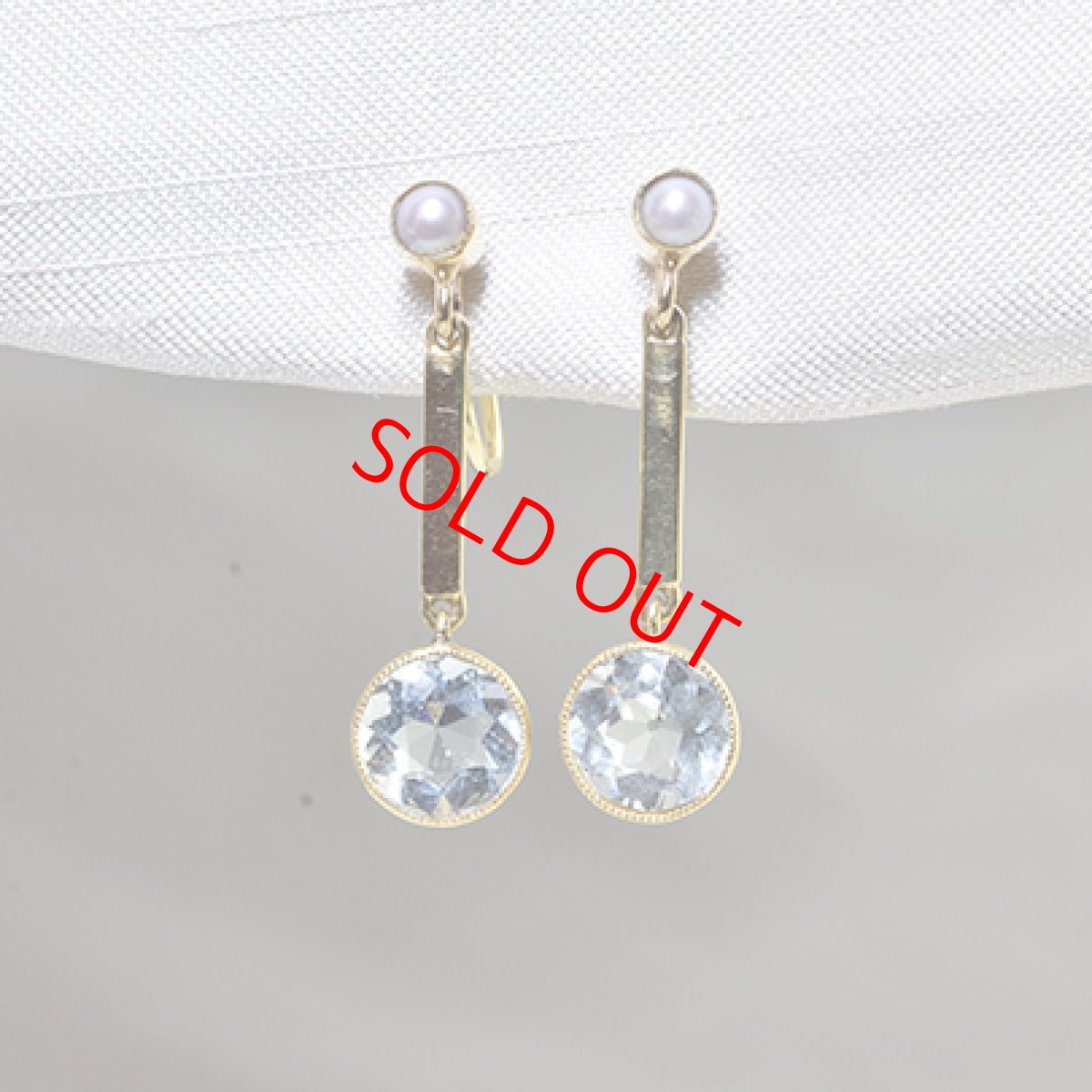 画像1: 15ct.アクアマリン・パールイヤリング 商談中 (1)