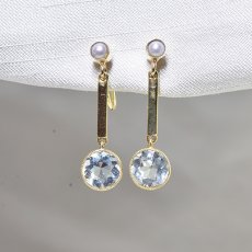 画像1: 15ct.アクアマリン・パールイヤリング 商談中 (1)