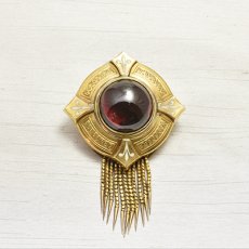 画像1: ゴールド ガーネットフリンジブローチ (1)