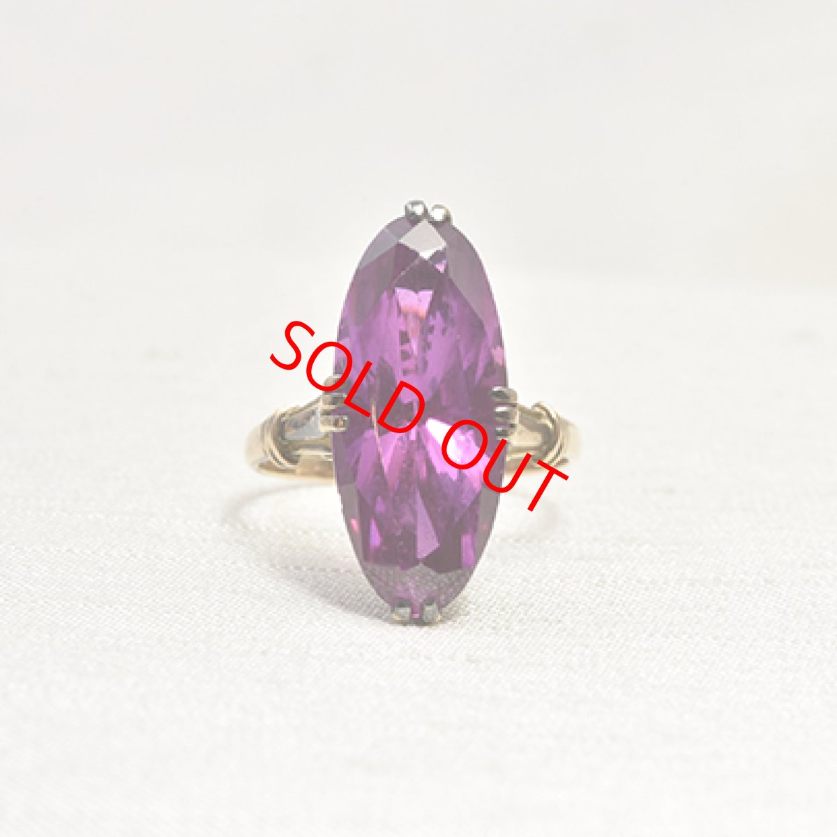 画像1: 18金シンセティックサファイア　リング (1)