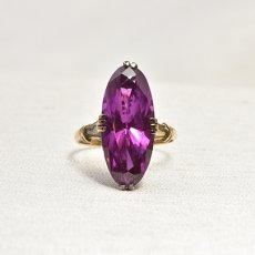 画像1: 18金シンセティックサファイア　リング (1)