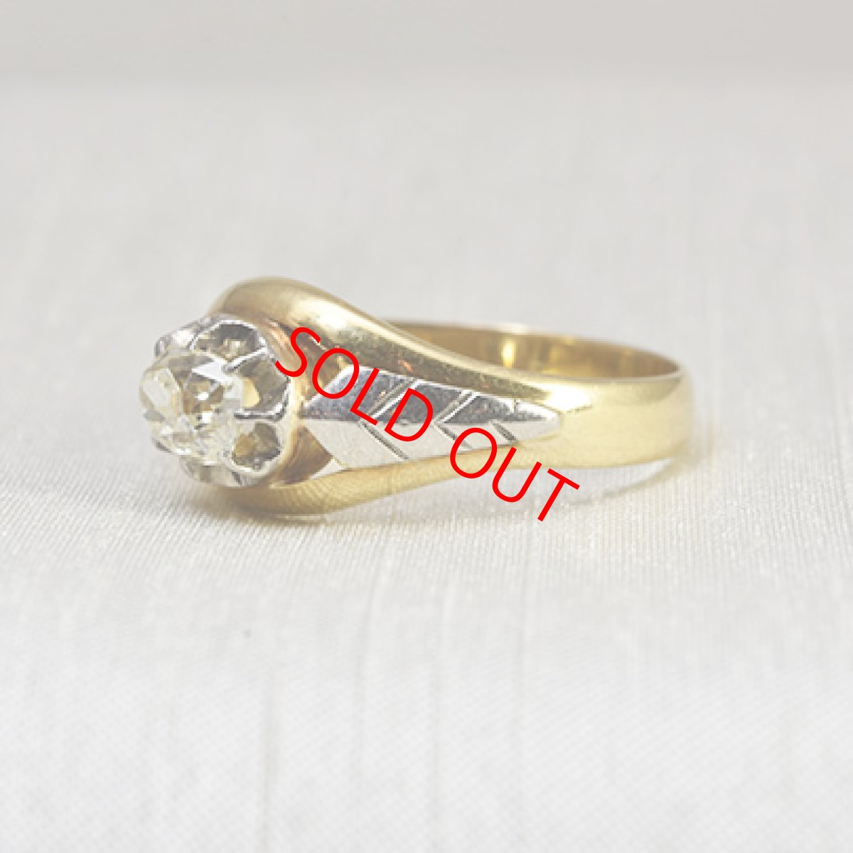画像2: Sold 18ct.(pt)ダイヤモンドリング (2)