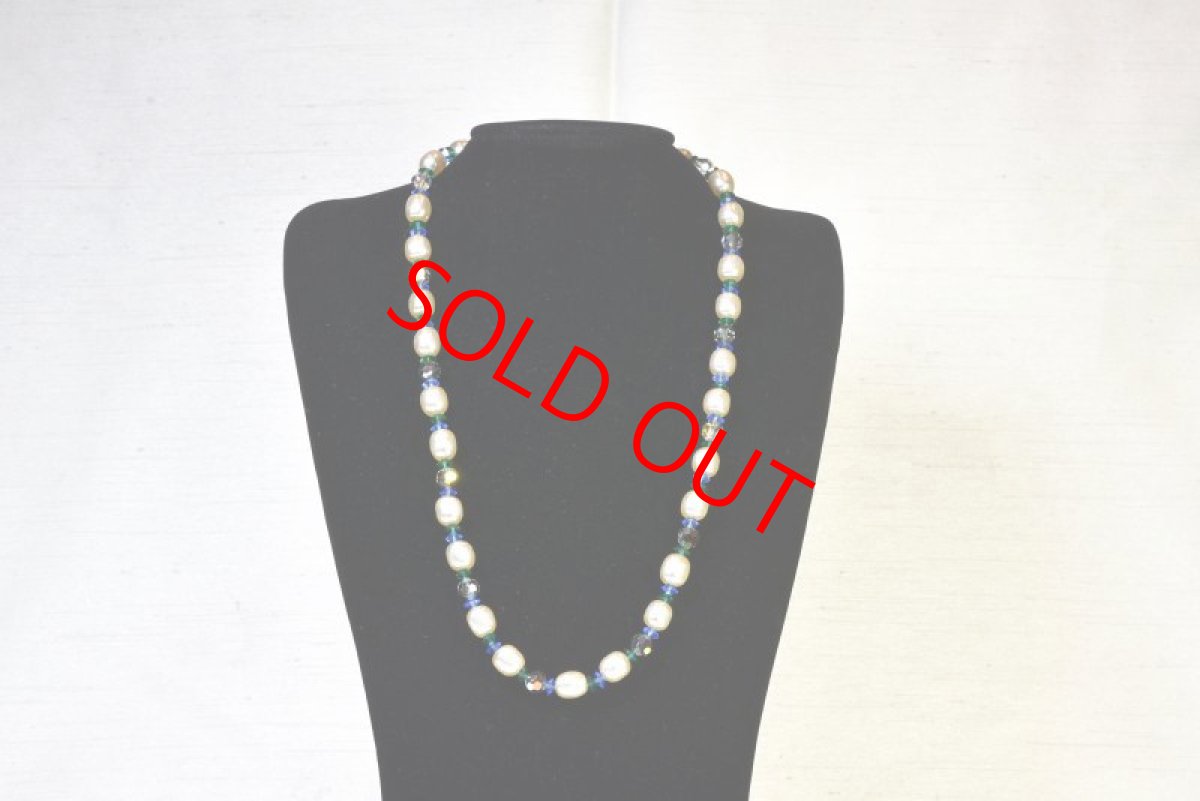 画像1: メタル フェイクパールネックレス (1)