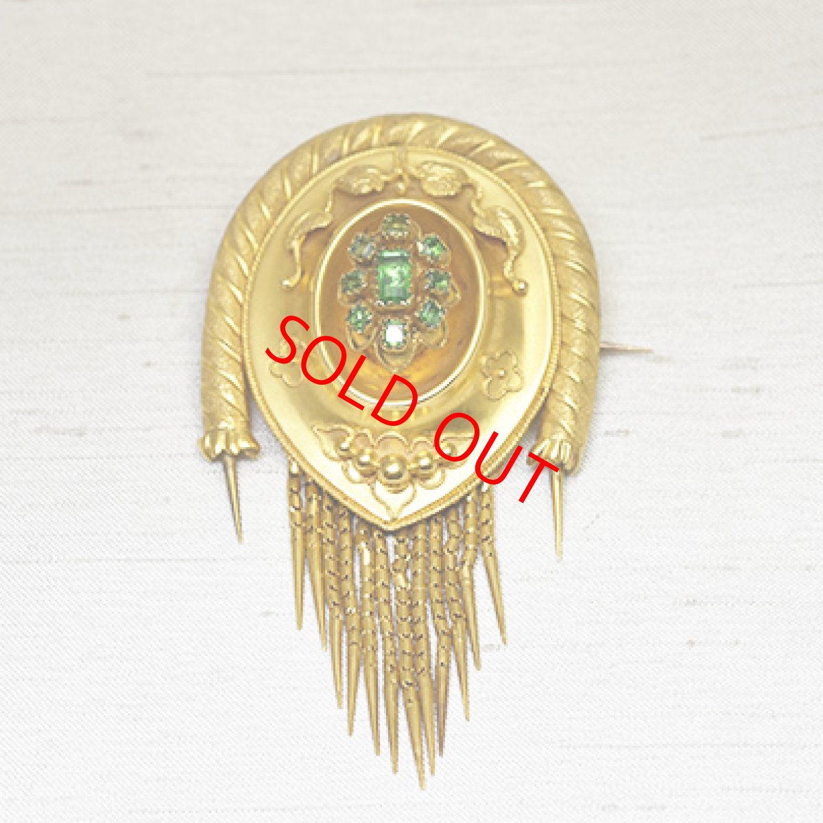 画像1: Sold G.エメラルド フリンジブローチ (1)