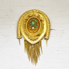 画像1: Sold G.エメラルド フリンジブローチ (1)