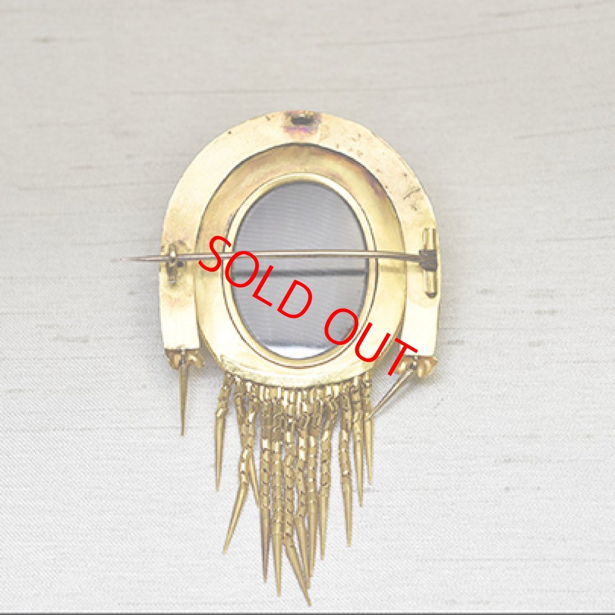 画像2: Sold G.エメラルド フリンジブローチ (2)