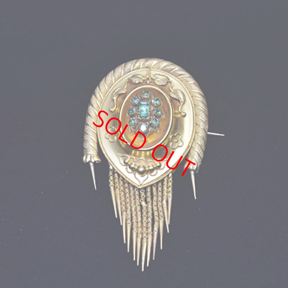 画像3: Sold G.エメラルド フリンジブローチ (3)