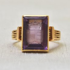 画像1: 18ct.アメシストインタリオリング (1)