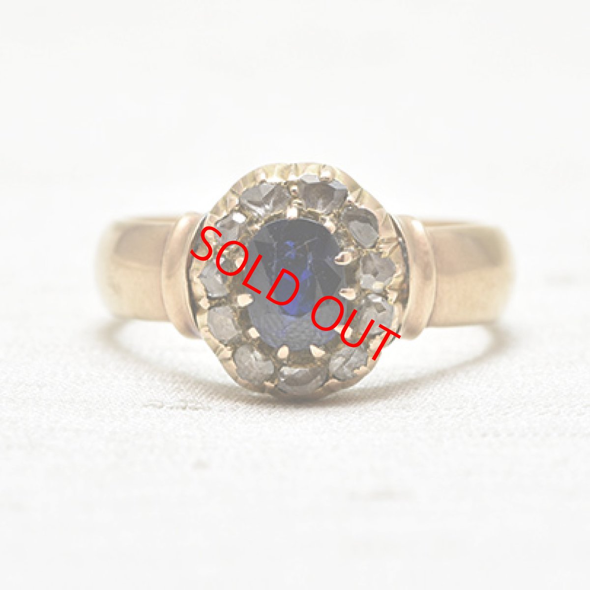 画像1: Sold 14ct,サファイア・ダイヤモンドリング (1)