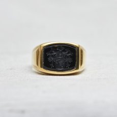 画像1: sold 14ct.オニキス インタリオリング (1)