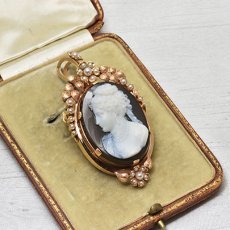 画像4: 18ct.パール ストーンカメオブローチ (4)