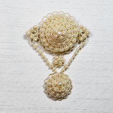 画像1: メタル・パールブローチ (1)