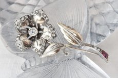 画像3: SV.ダイヤモンド シンセティックルビー ブローチ (3)