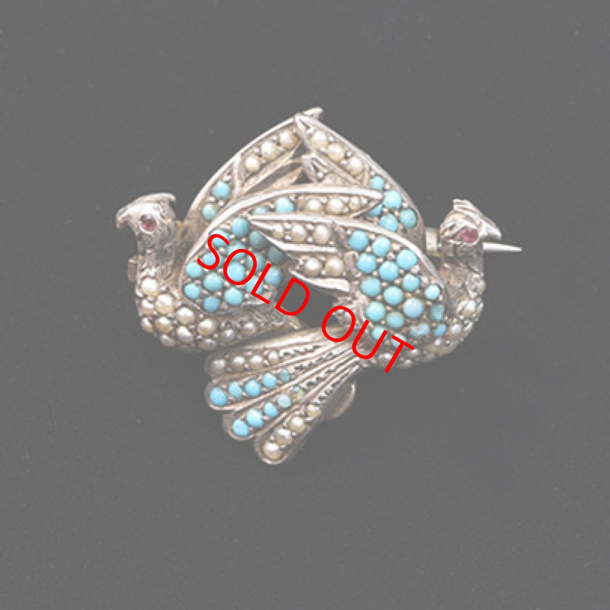 画像5: Sold シルバー・パール・ターコイズ・ペーストブローチ (5)