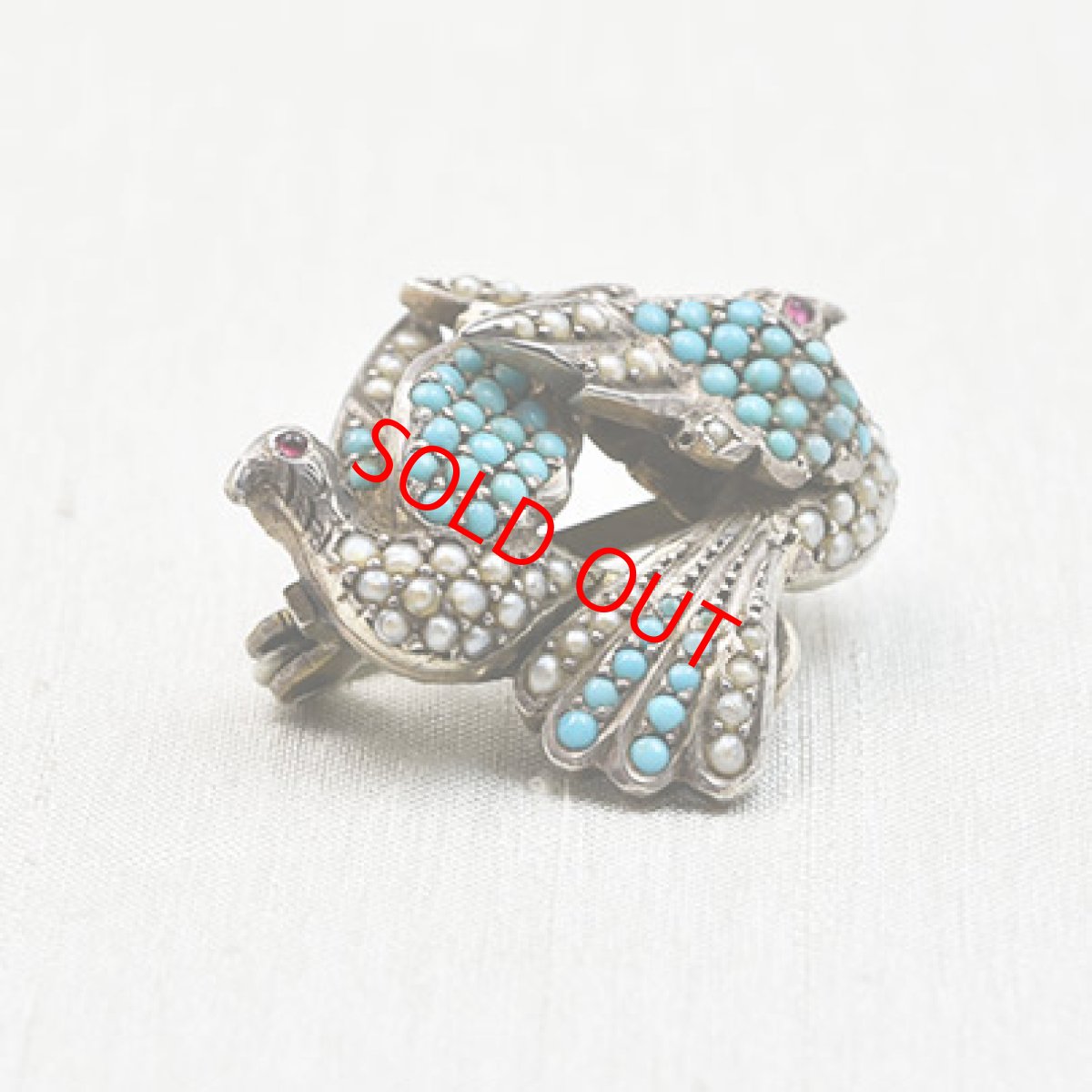 画像2: Sold シルバー・パール・ターコイズ・ペーストブローチ (2)