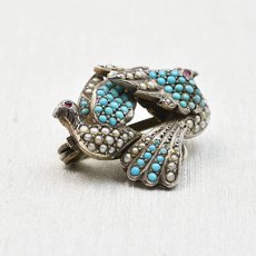 画像2: Sold シルバー・パール・ターコイズ・ペーストブローチ (2)