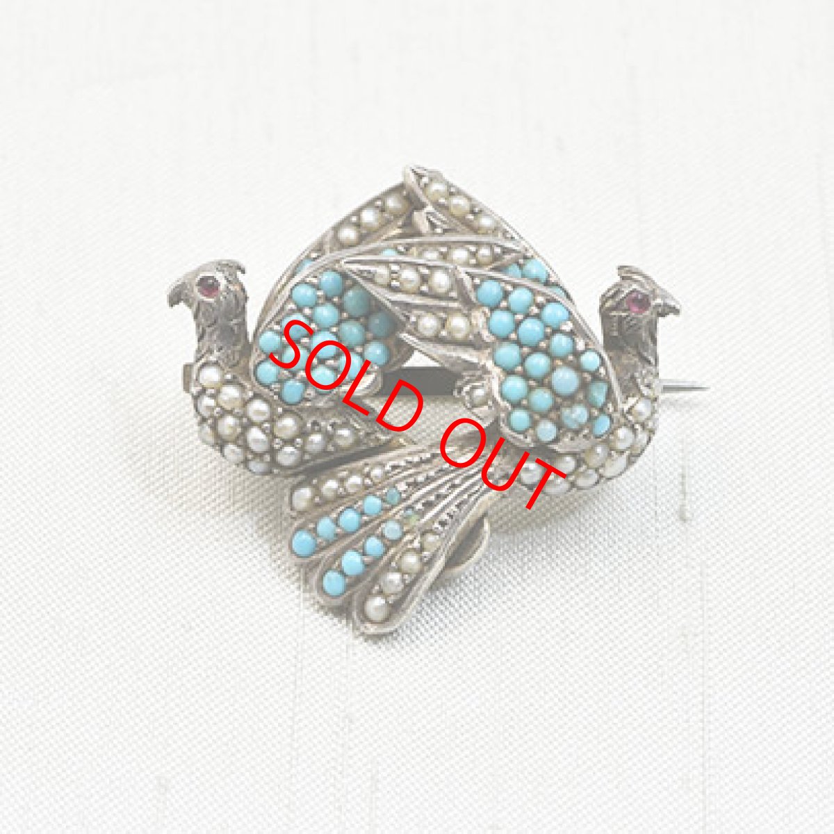 画像1: Sold シルバー・パール・ターコイズ・ペーストブローチ (1)