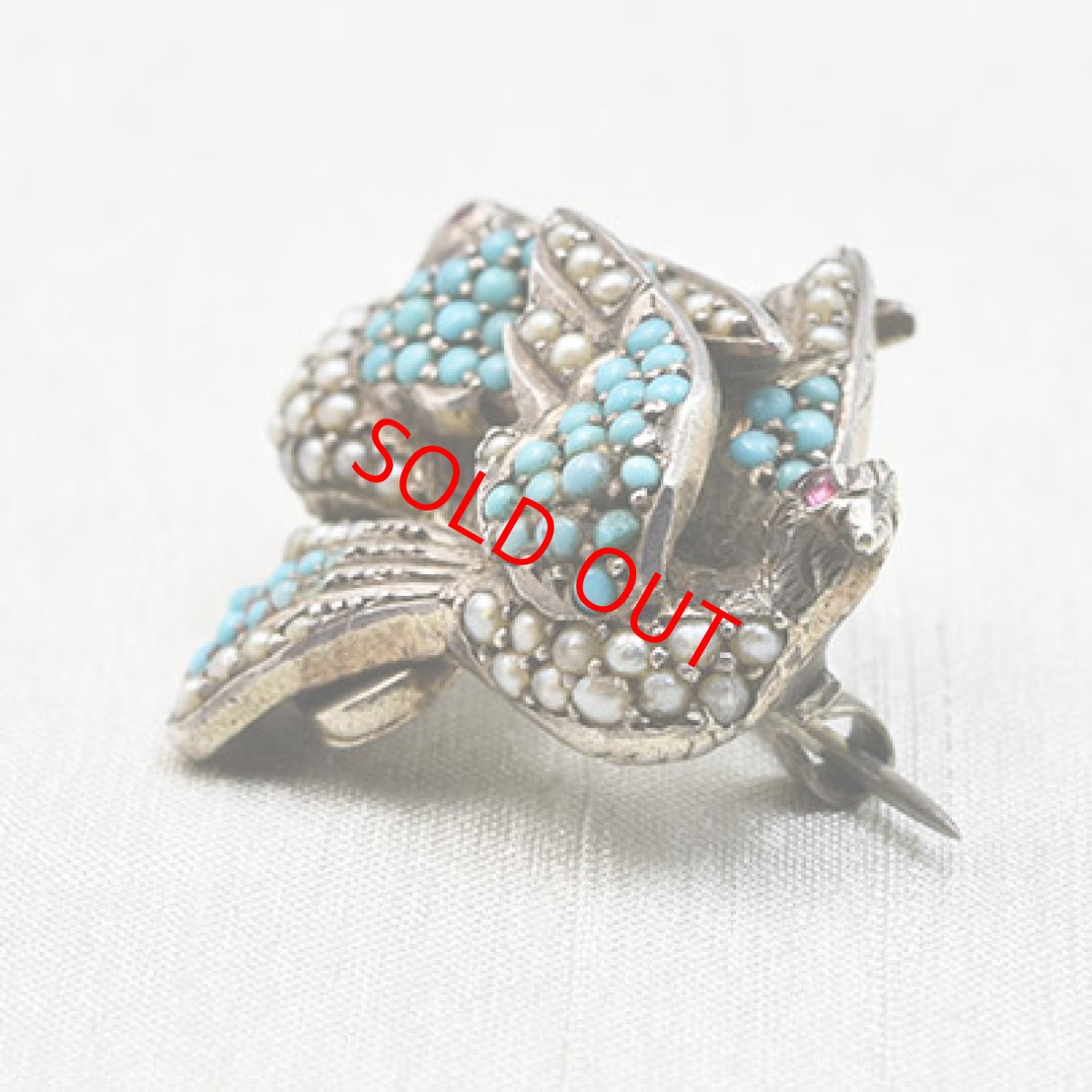 画像3: Sold シルバー・パール・ターコイズ・ペーストブローチ (3)