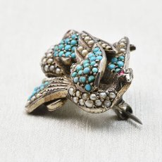 画像3: Sold シルバー・パール・ターコイズ・ペーストブローチ (3)