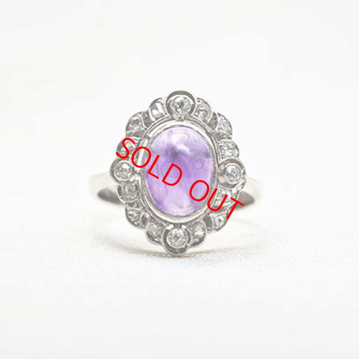 画像1: Sold 14ct.アメシストダイヤモンドリング (1)