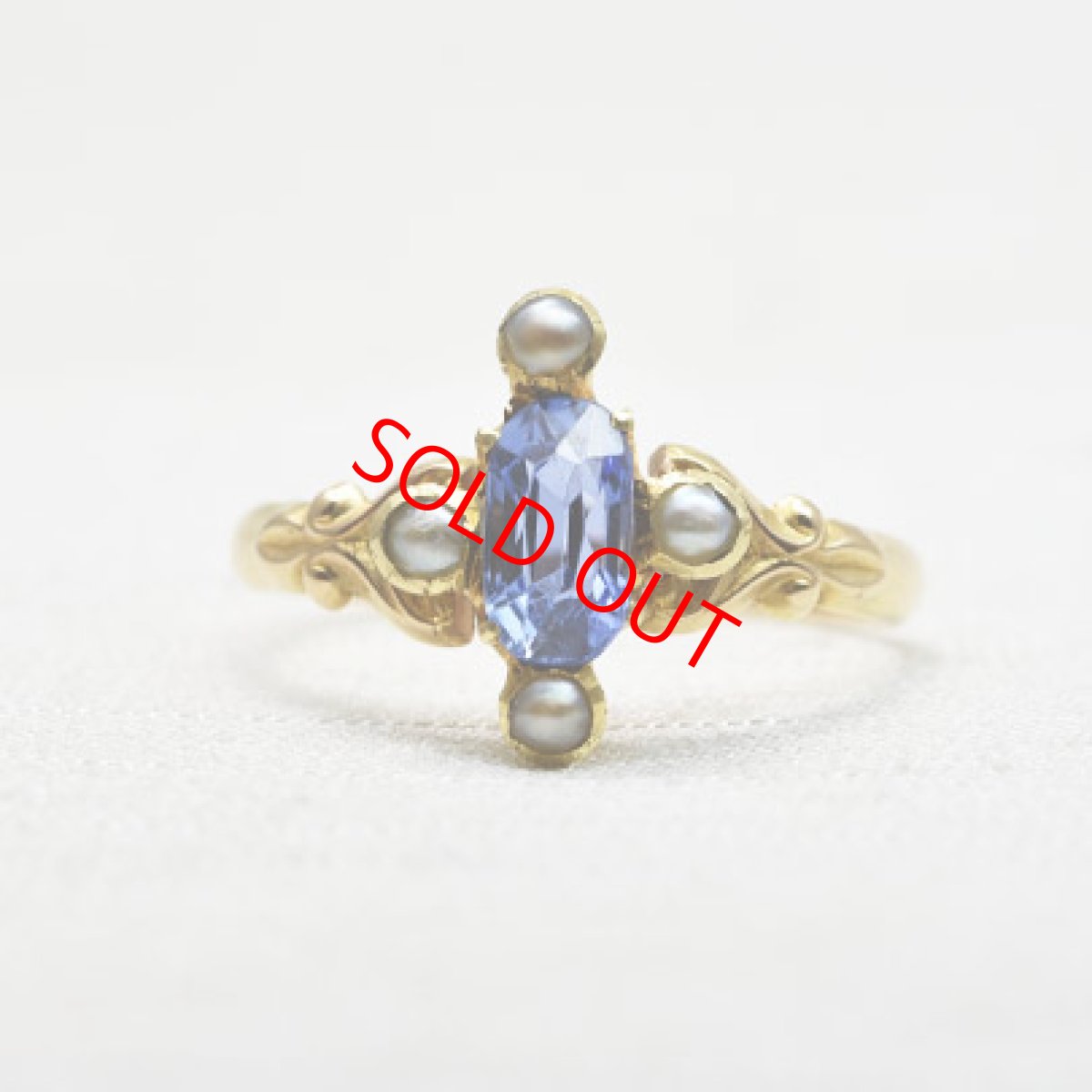 画像1: 15ct.サファイア パールリング (1)