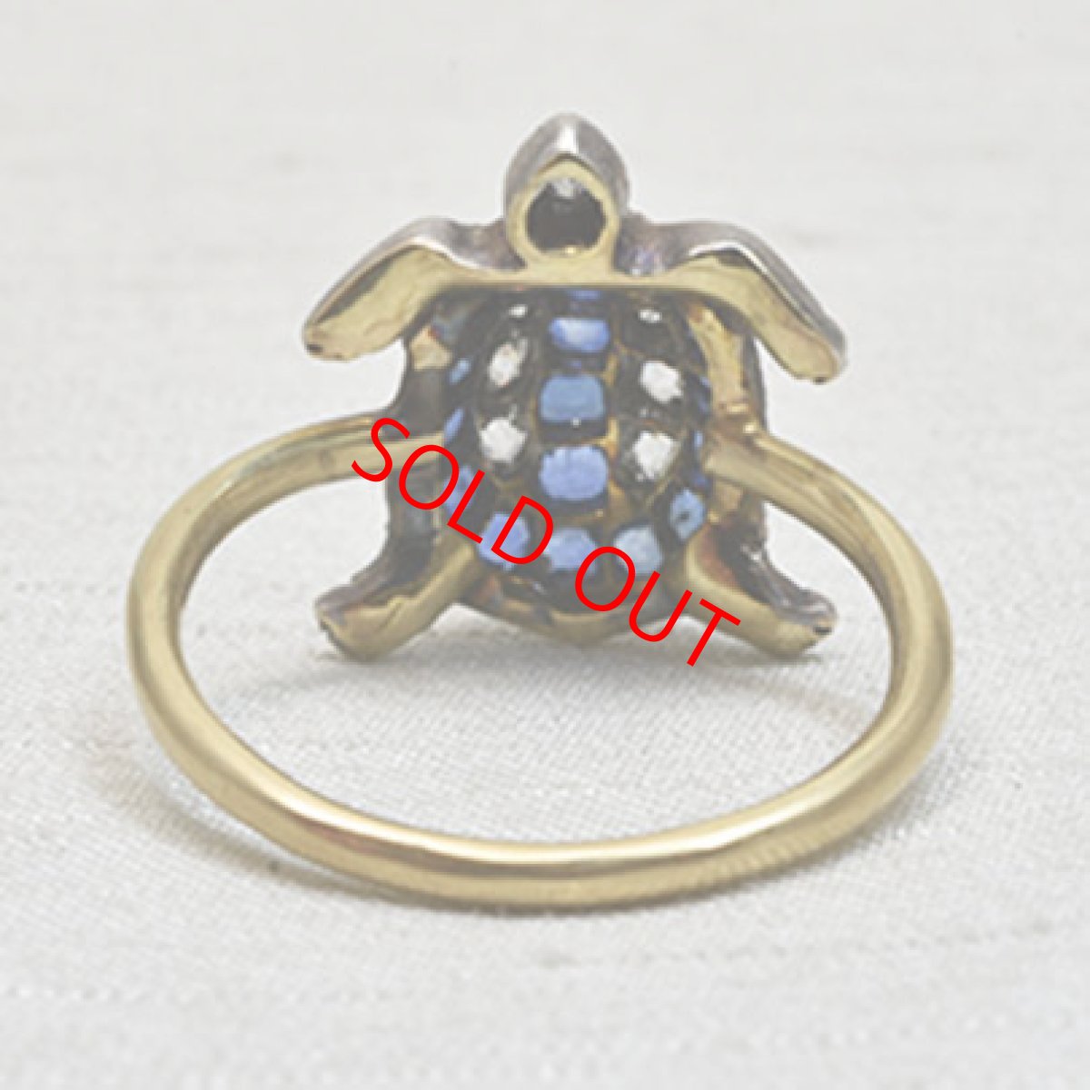 画像4: Sold ゴールド・シルバー・サファイア・ダイヤモンドリング (4)