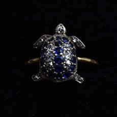 画像8: Sold ゴールド・シルバー・サファイア・ダイヤモンドリング (8)